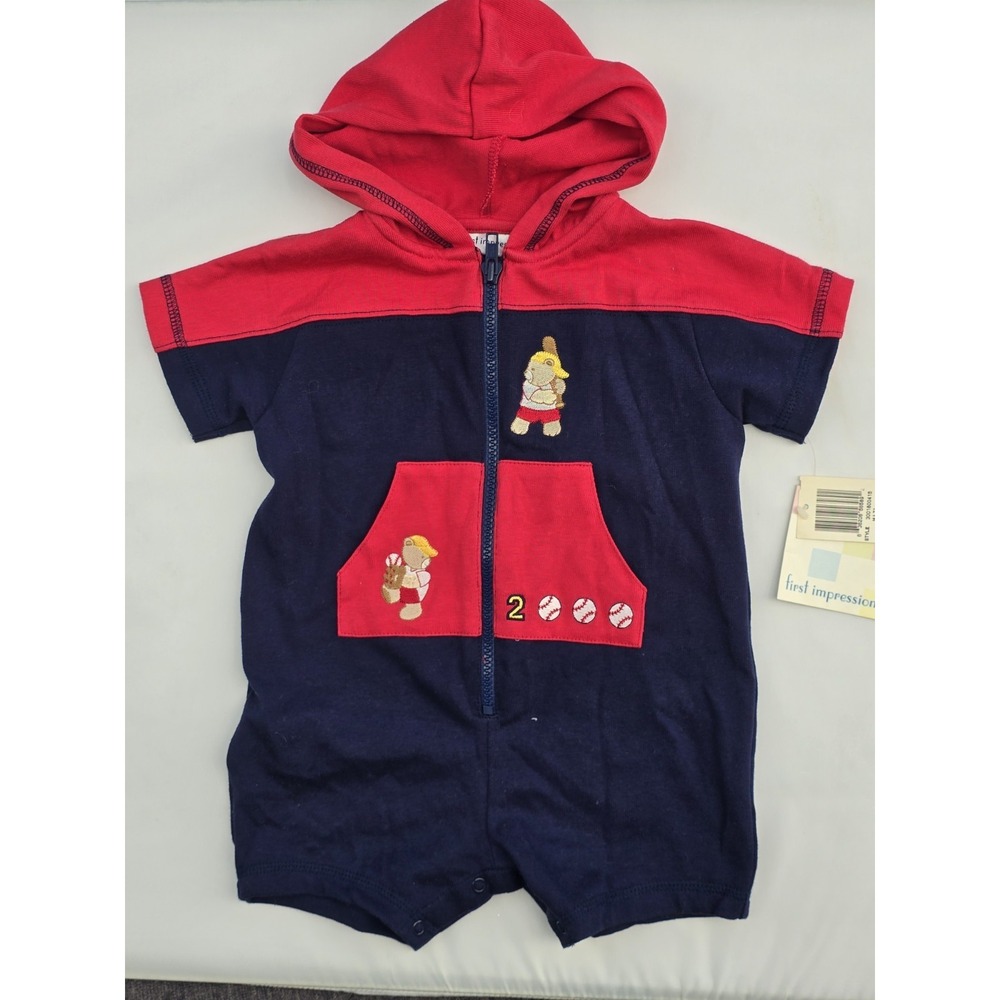 Vintage First Impressions One Piece Romper Baseball Size 24 Months